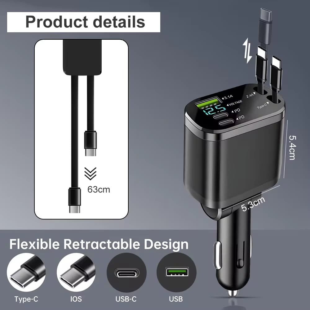 Chargeur Voiture Retractable 3